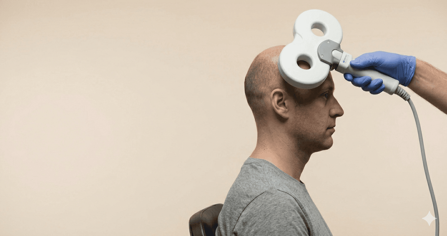 Estimulação magnética transcraniana sobre o córtex motor durante o aperto dentário, com elétrodos num músculo da mão